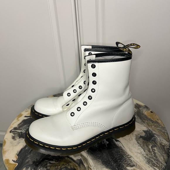 Dr. Martens Shoes - Dr Martens 1460 Smooth White Leather Lace Up Boot